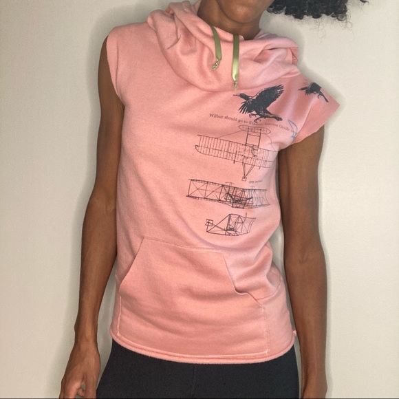 Dear Pony Pink Hoodie with Cut Off Sleeves Shirt - Picture 10 of 12